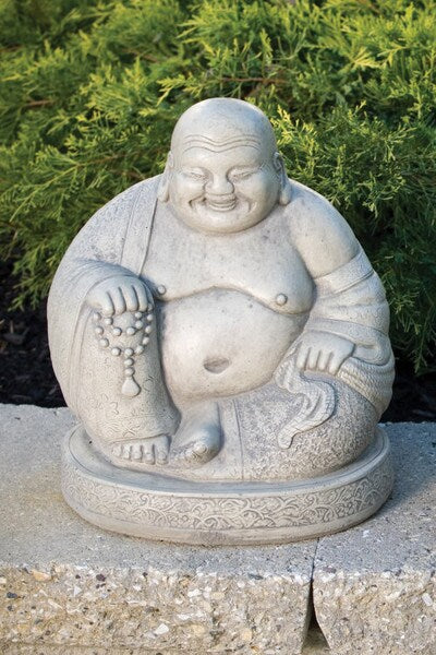 Hotei Sitting God of Good Luck & Prosperity Stone Statue