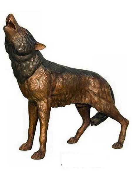 Howling Wolf Bronze Sculpture 46" Long