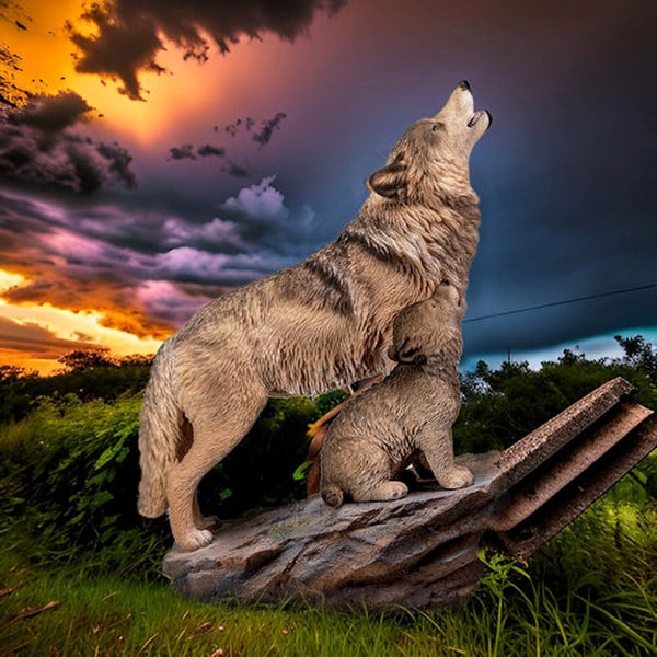 Howling Wolves Sculpture - Image 9