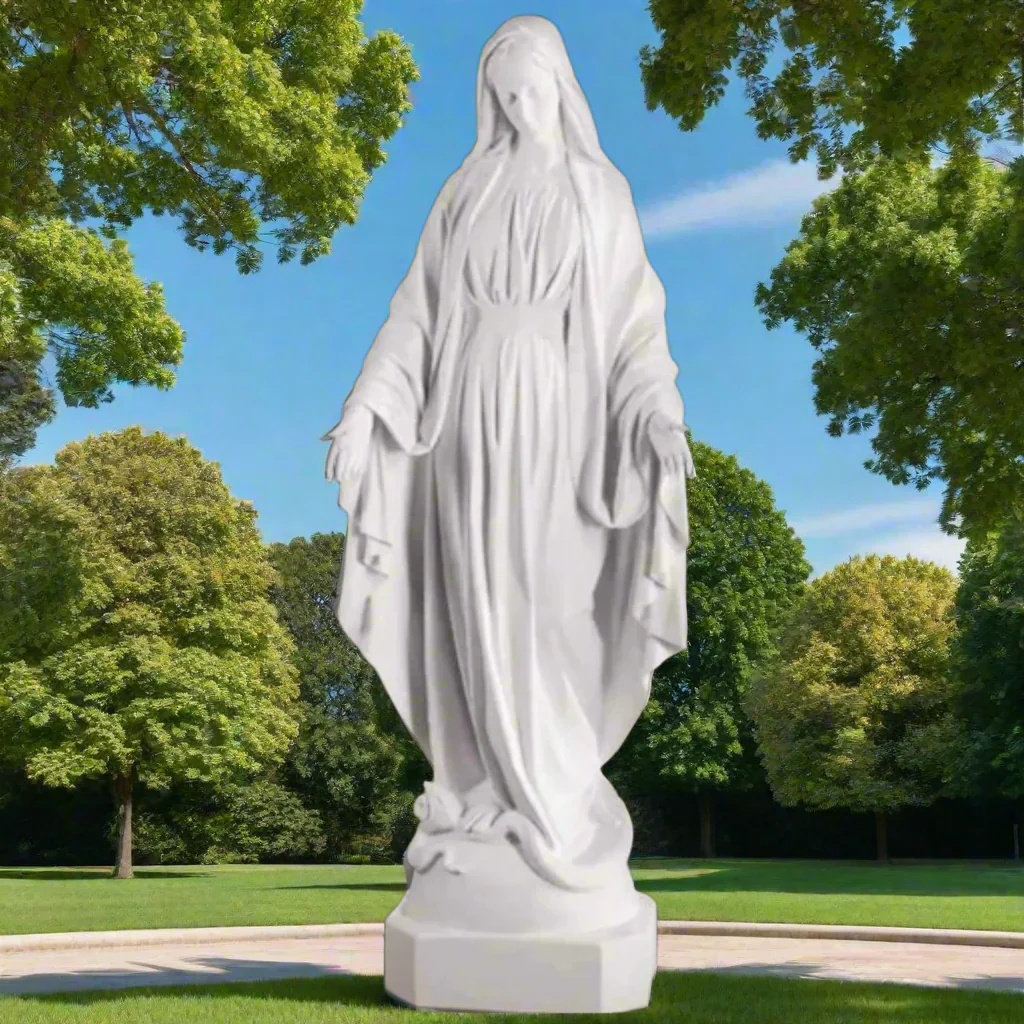 Life-Size Virgin Mary Statue Bonded Marble - Image 3