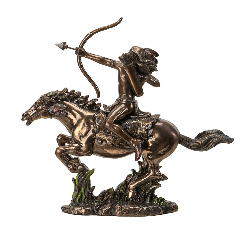 Indian On Horse with Bow & Arrow Sculpture - Image 2