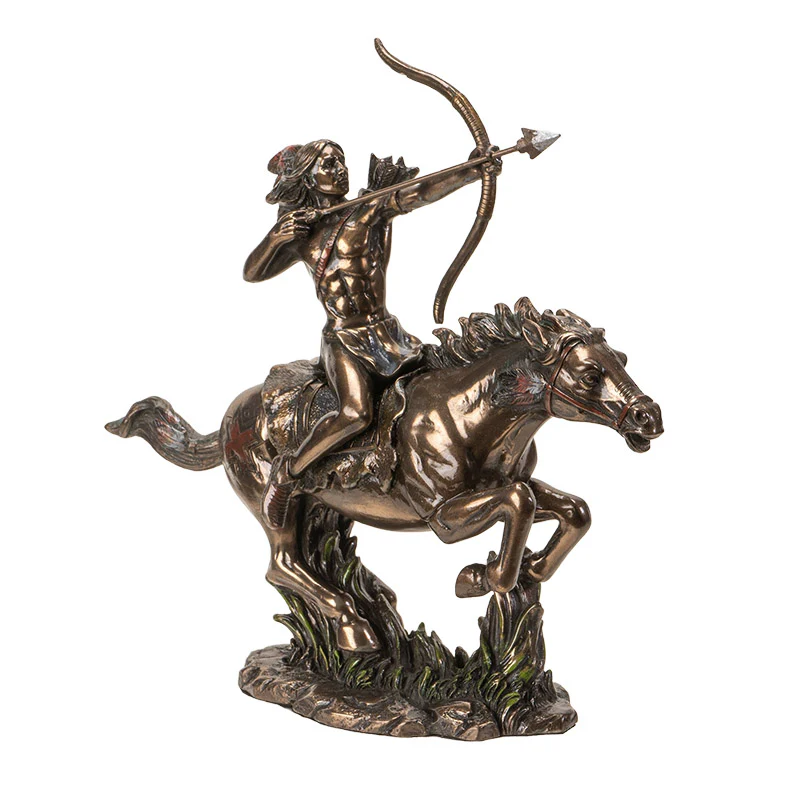 Indian On Horse with Bow & Arrow Sculpture - Image 4