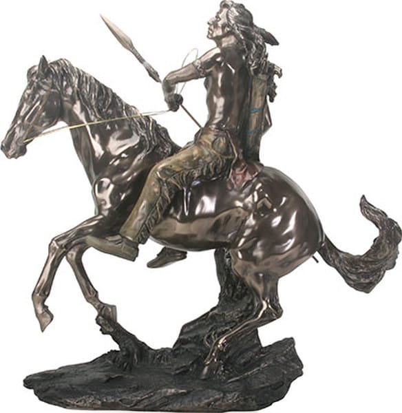 Indian Warrior on Horse Sculpture 20" - Image 2