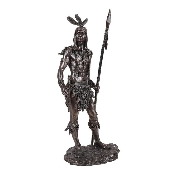 Indian Warrior with Spear Statue 20"