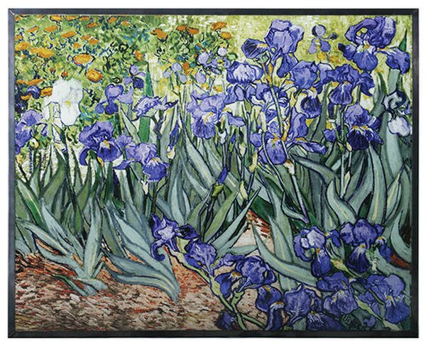 Irises Art Glass Hanging by Van Gogh Sculpture