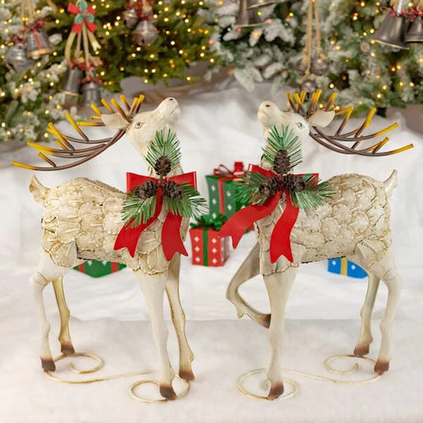 Iron Reindeer Christmas Pair 31.5" High