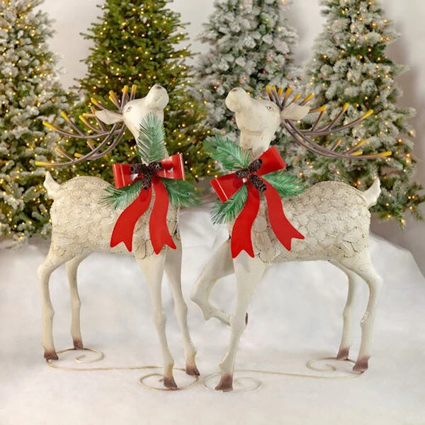 Iron Reindeer Christmas Pair 48"High
