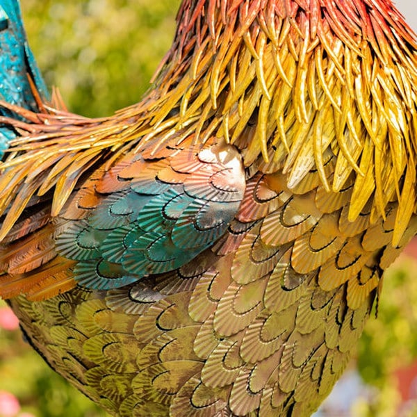 Iron Rooster Garden Statue 66.5" High - Image 3