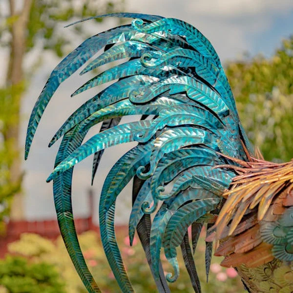 Iron Rooster Garden Statue 66.5" High - Image 4