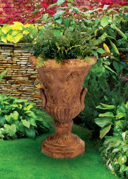 Italian Relief Urn 31" High Cast Stone