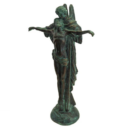 Jesus Attended by Angel Bronze Religious Sculpture - Image 2