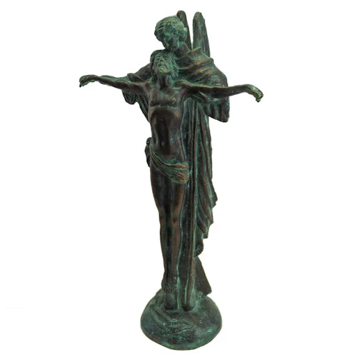 Jesus Attended by Angel Bronze Religious Sculpture - Image 4