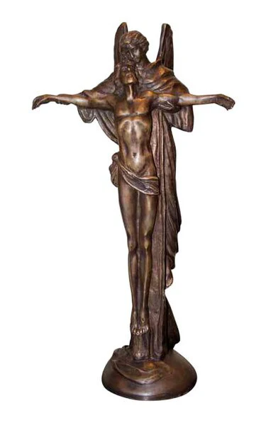 Jesus Attended by Angel Bronze Religious Sculpture - Image 5