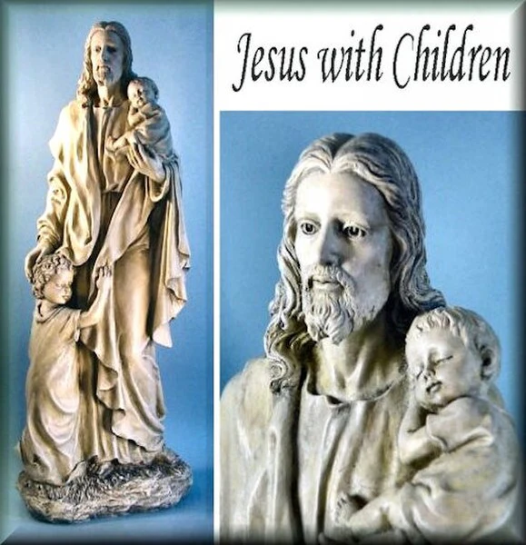 Jesus With Children Garden Sculpture 24" High - Image 3