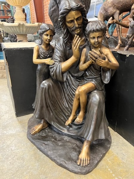 Jesus with Children Life Size Bronze Statue - Image 6