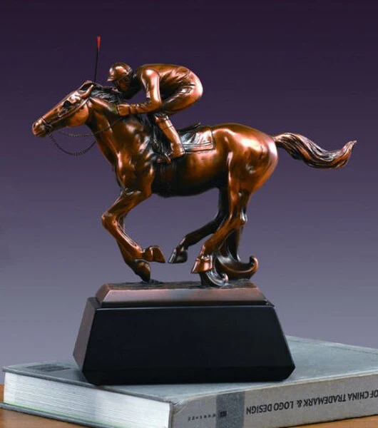 Jockey on Race Horse Sculpture