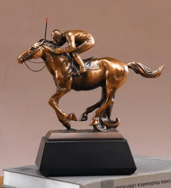 Jockey on Race Horse Sculpture - Image 2