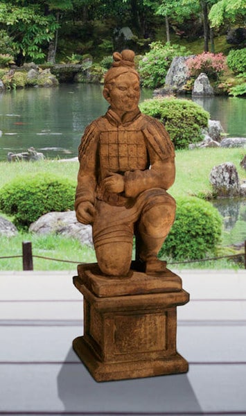 Kneeling Archer Warrior Statue & Pedestal Sculpture 41.5" High - Image 2