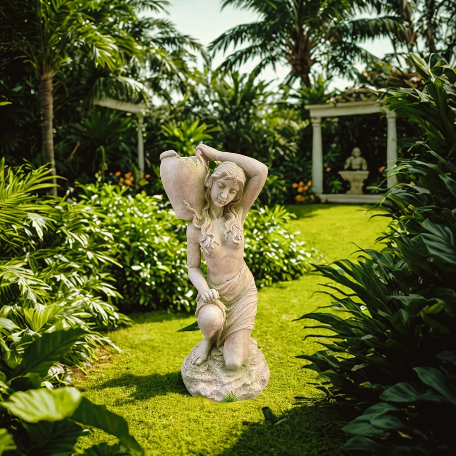 Kneeling Woman Rebecca Sculpture with Planter 44" High - Image 5