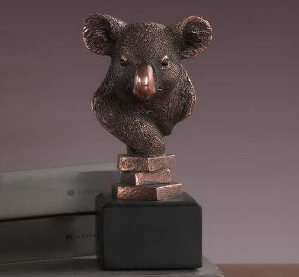 Koala Head Sculptural Bust Statue 8.5" H