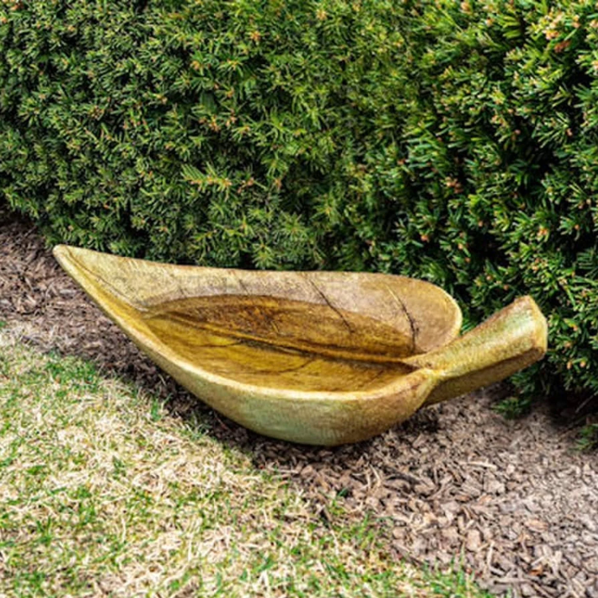 Large Leaf Birdbath Bowl Garden Sculpture - Image 6