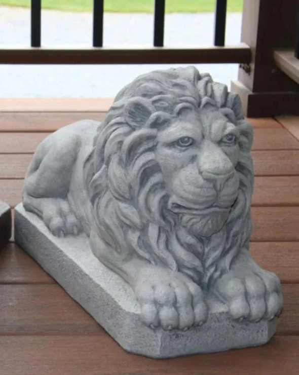 Lion Laying Down Cement Garden Sculpture 16.5" Long - Image 3