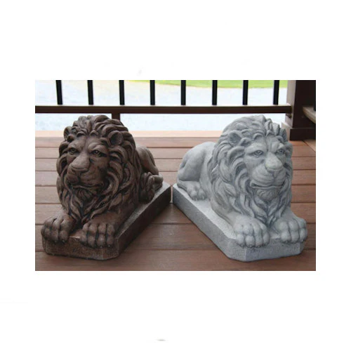 Lion Laying Down Cement Garden Sculpture 16.5" Long - Image 4