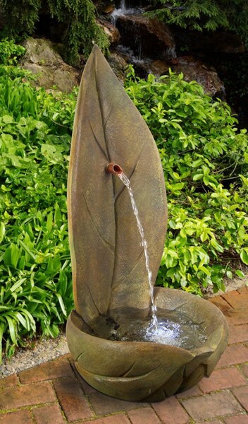Leaf Sculptural Single Spout Garden Fountain - Image 3