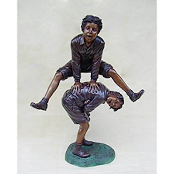 Leapfrog Boys Bronze Garden Sculpture