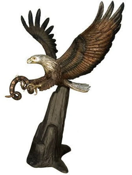 Life Size Bronze Bald Eagle Catch Rattle Snake