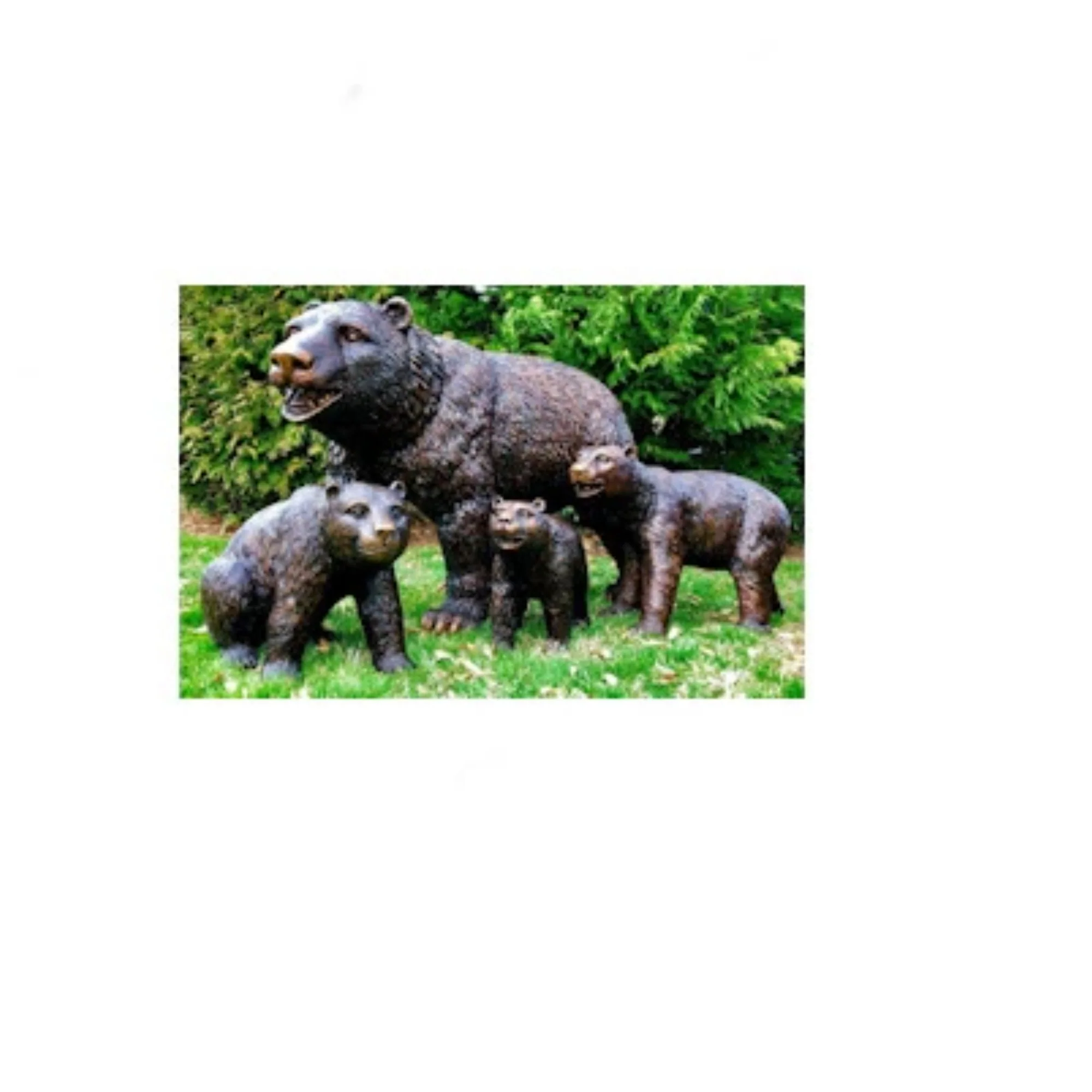 Life Size Bronze Bear Family Mom with Cubs - Image 3