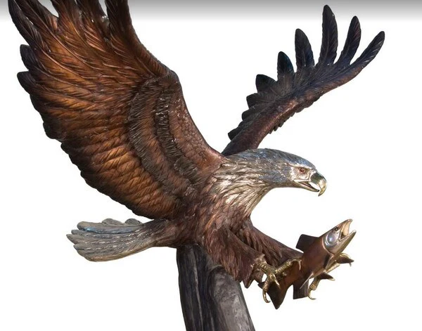 Life Size Bronze Eagle Catching a Fish - Image 3