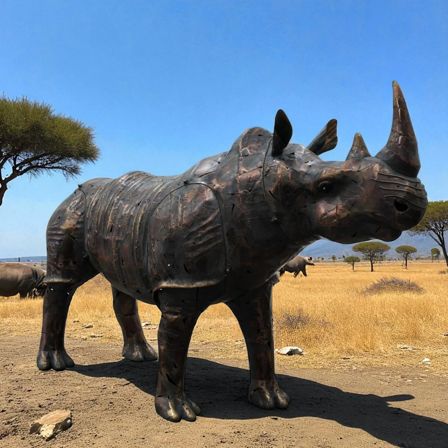 Life-Size Iron Rhinoceros Garden Statue Outdoor Sculpture - Image 3