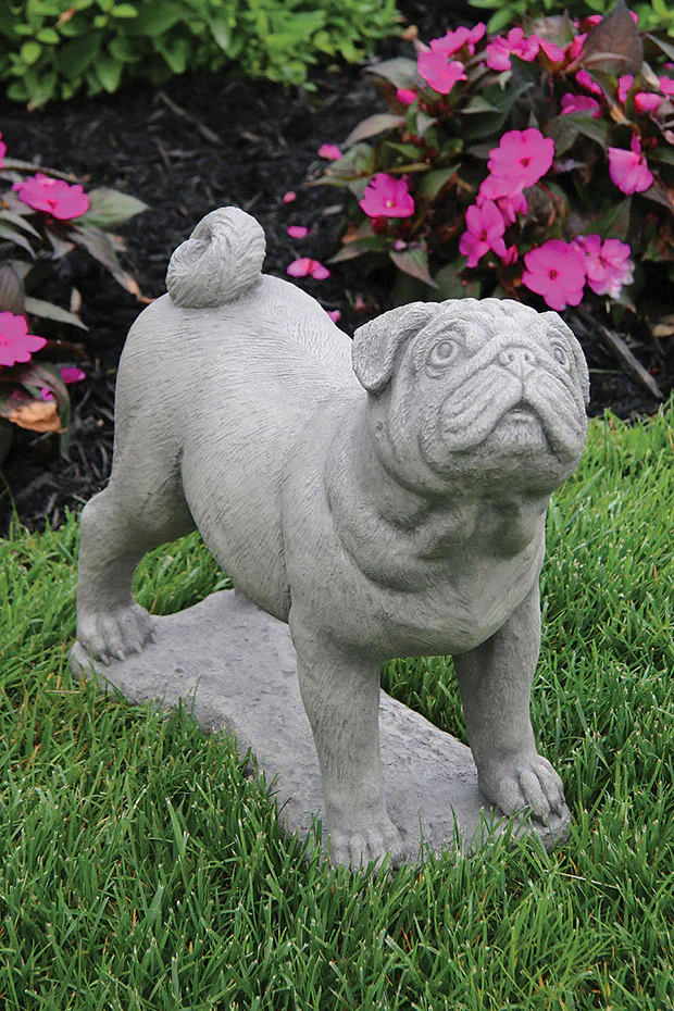 Life Size Pug Dog Cast Stone Statue 15.75" – Made in USA - Image 2