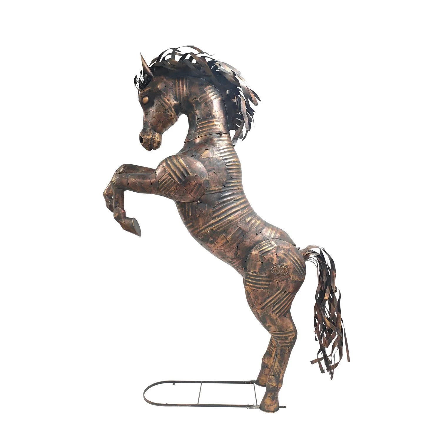 Life-Size Rearing Horse Stallion Iron Garden Statue - Image 4