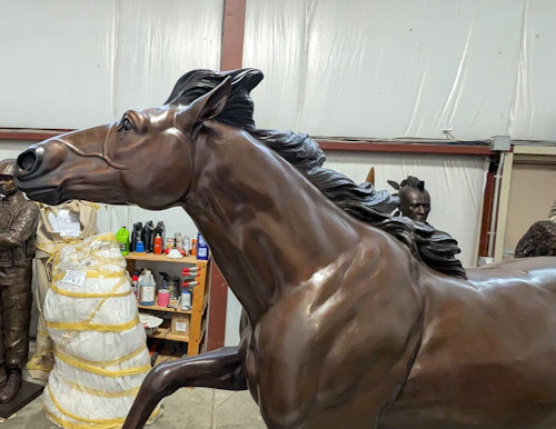 Life Size Running Thoroughbred Horse Bronze Statue - Image 2