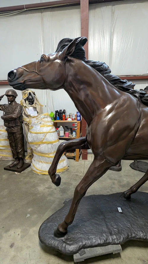 Life Size Running Thoroughbred Horse Bronze Statue - Image 3