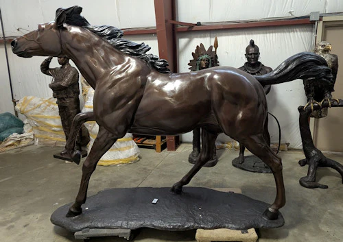 Life Size Running Thoroughbred Horse Bronze Statue - Image 5
