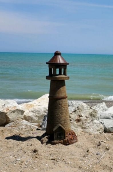 Lighthouse With Light Garden Sculpture - Image 5