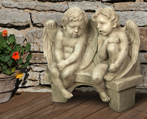 Li'l Angels Talking On Bench Sculpture - Image 2