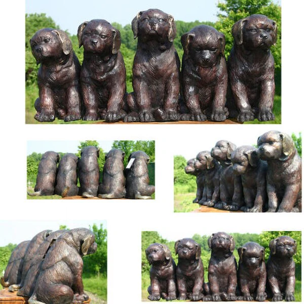 Line Of Puppies Bronze Sculpture - Image 3