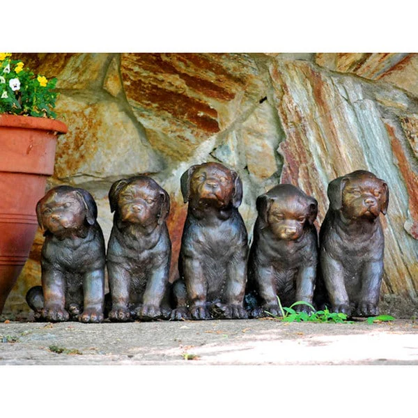 Line Of Puppies Bronze Sculpture - Image 4