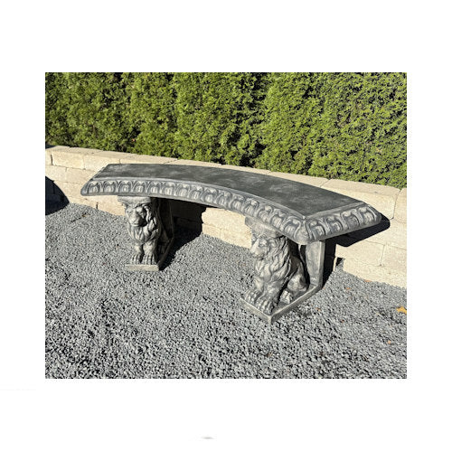 Lion Curved Garden Bench Cast Stone - Image 3