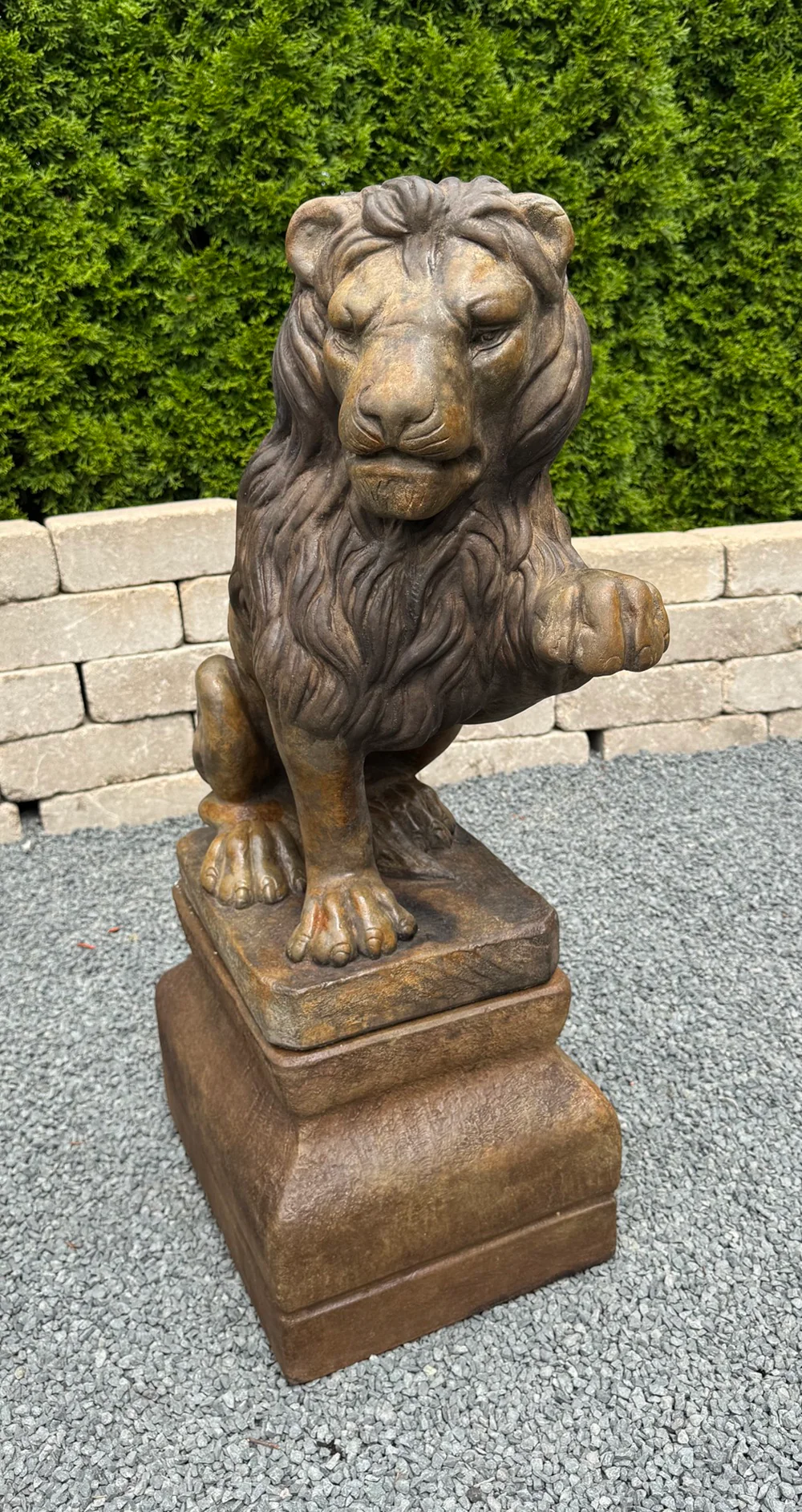 Lion Left Paw Up with Base Garden Sentinel Statue 34"H - Image 2