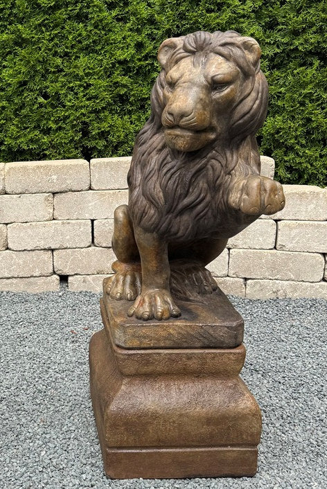 Lion Left Paw Up with Base Garden Sentinel Statue 34"H - Image 3