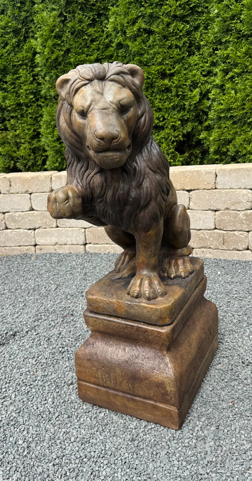 Lion Right Paw Up with Base Garden Sentinel Statue 34"H - Image 2