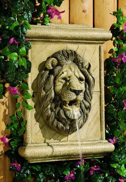 Lion Wall Plaque Piped Water Feature
