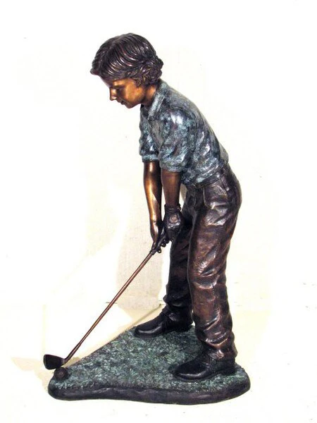 Little Golfer Boy Sculpture Bronze