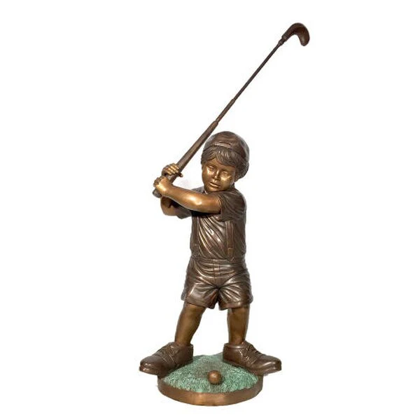 Little Golfer in Dad’s Shoes Bronze Sculpture