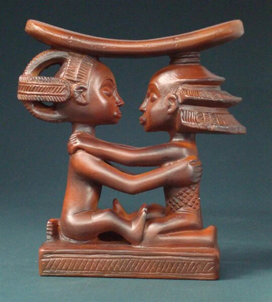 Luba Couple African Wedding Headrest Sculpture